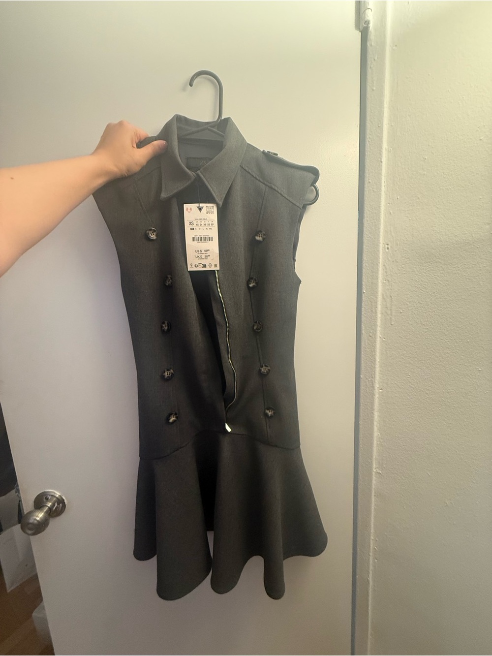 Zara Button Down Gray Fit-and-Flare Dress - Picture 2 of 3